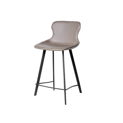 Modern Leather Bar Stool Low Back Footrest Counter Stool for Bristol Grey 1 Piece Short Stool(22"H)