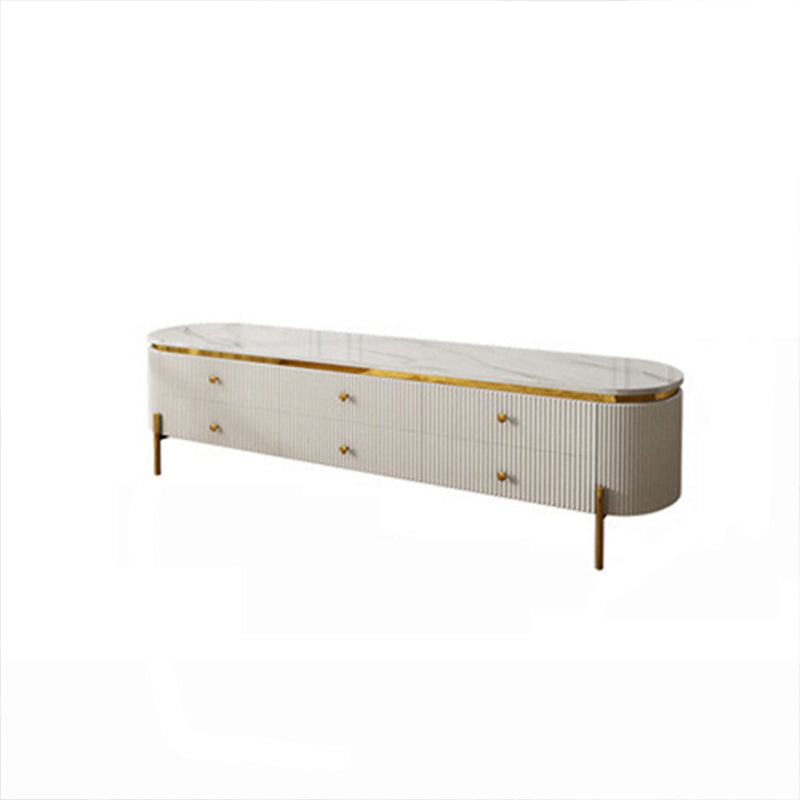 Marble Top TV Stand Modern Style Oval TV Cabinet with Drawers Clearhalo 'furn' 'furn_tv_stands_entertainment_centers' 'Furniture' 'Living Room Furniture' 'TV Stands & Entertainment Centers' 'TV Stands & Media Storage Furniture' 'tv_stands_entertainment_centers' 6664584