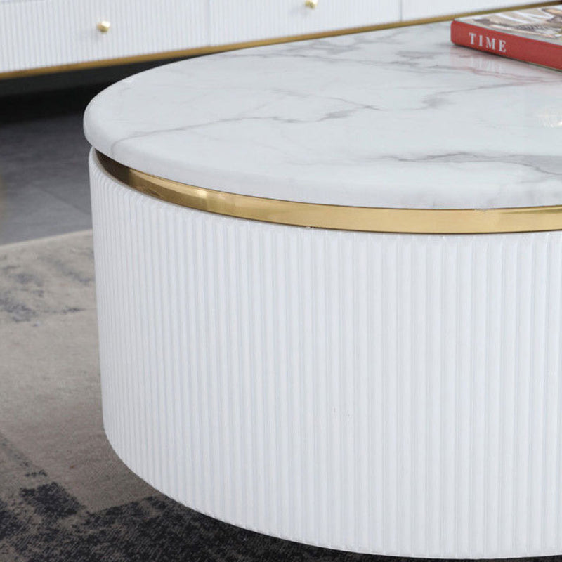 Marble Top TV Stand Modern Style Oval TV Cabinet with Drawers Clearhalo 'furn' 'furn_tv_stands_entertainment_centers' 'Furniture' 'Living Room Furniture' 'TV Stands & Entertainment Centers' 'TV Stands & Media Storage Furniture' 'tv_stands_entertainment_centers' 6664587