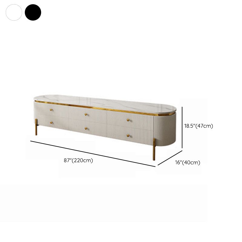 Marble Top TV Stand Modern Style Oval TV Cabinet with Drawers Clearhalo 'furn' 'furn_tv_stands_entertainment_centers' 'Furniture' 'Living Room Furniture' 'TV Stands & Entertainment Centers' 'TV Stands & Media Storage Furniture' 'tv_stands_entertainment_centers' 6664591