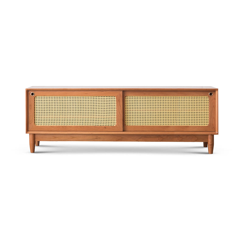 Scandinavian TV Media Console Solid Wood TV Console for Living Room 59"L x 16"W x 20"H Cherry Clearhalo 'furn' 'furn_tv_stands_entertainment_centers' 'Furniture' 'Living Room Furniture' 'TV Stands & Entertainment Centers' 'TV Stands & Media Storage Furniture' 'tv_stands_entertainment_centers' 6664610