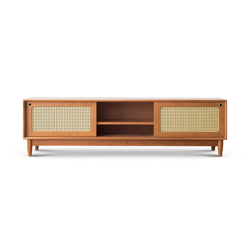Scandinavian TV Media Console Solid Wood TV Console for Living Room 71"L x 16"W x 20"H Cherry Clearhalo 'furn' 'furn_tv_stands_entertainment_centers' 'Furniture' 'Living Room Furniture' 'TV Stands & Entertainment Centers' 'TV Stands & Media Storage Furniture' 'tv_stands_entertainment_centers' 6664614
