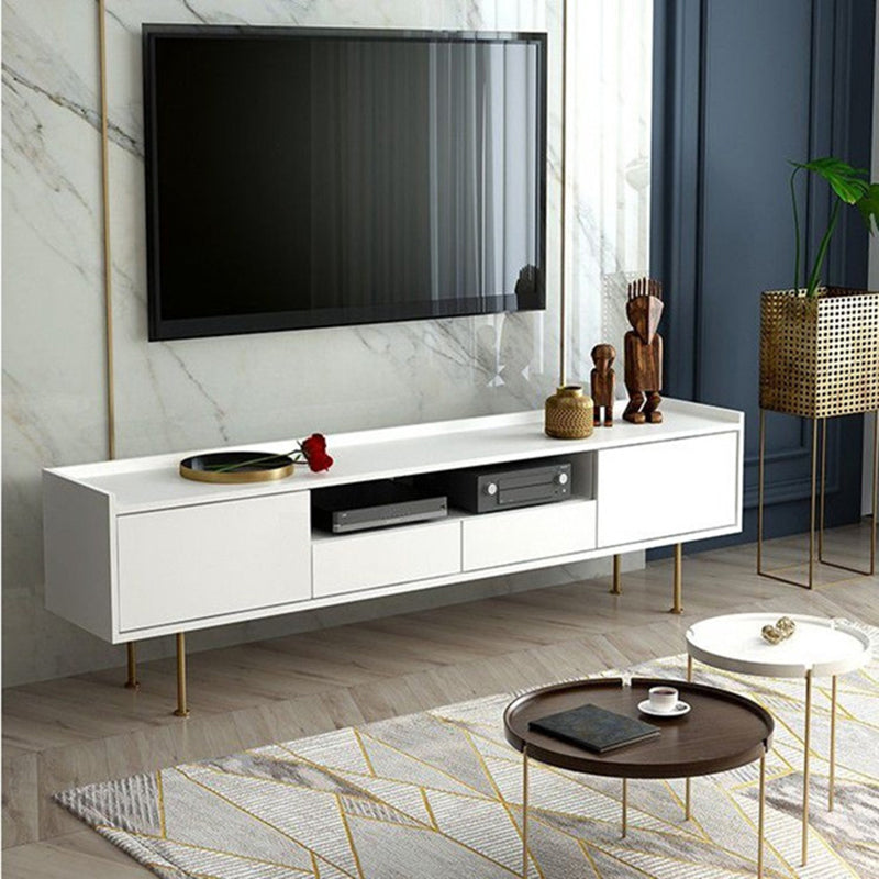 Wooden TV Media Stand Scandinavian TV Console for Living Room 63"L x 16"W x 22"H White Clearhalo 'furn' 'furn_tv_stands_entertainment_centers' 'Furniture' 'Living Room Furniture' 'TV Stands & Entertainment Centers' 'TV Stands & Media Storage Furniture' 'tv_stands_entertainment_centers' 6664628
