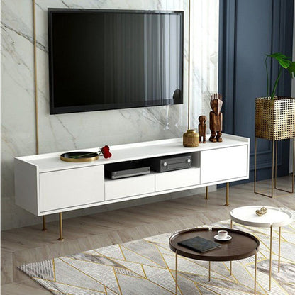 Wooden TV Media Stand Scandinavian TV Console for Living Room 63"L x 16"W x 22"H White Clearhalo 'furn' 'furn_tv_stands_entertainment_centers' 'Furniture' 'Living Room Furniture' 'TV Stands & Entertainment Centers' 'TV Stands & Media Storage Furniture' 'tv_stands_entertainment_centers' 6664628