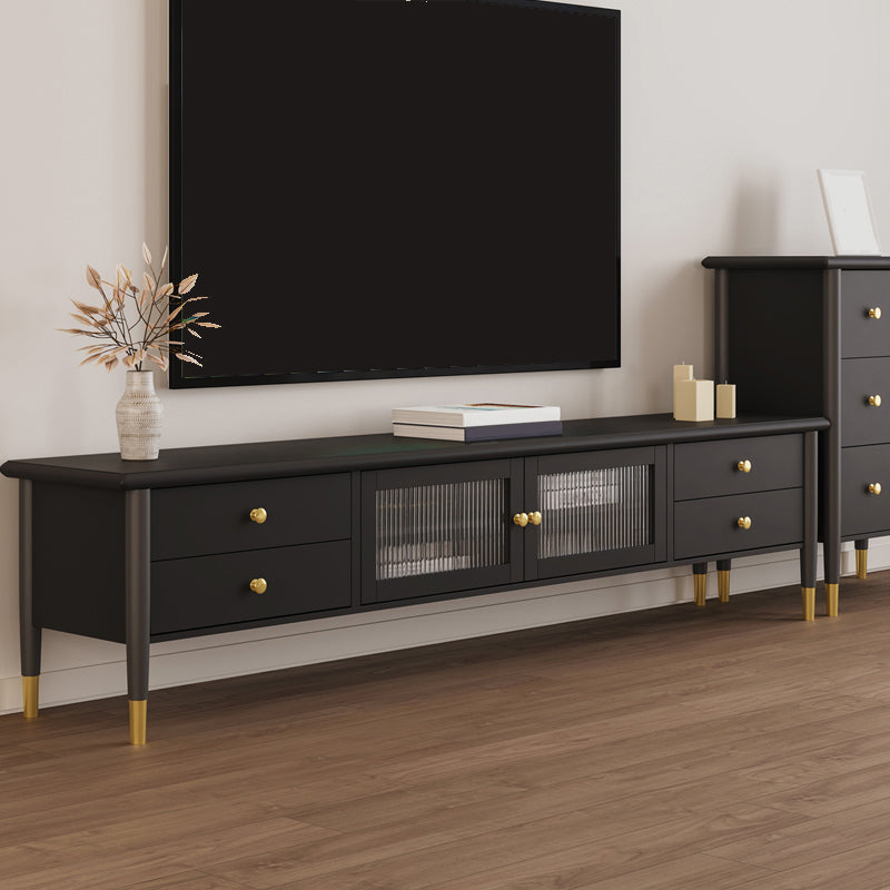Supporto TV multimediale in legno massello Console multimediale scandinava con cassetti