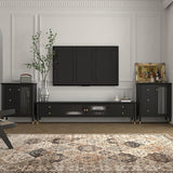 Console multimediale scandinava per media televisivi in ​​legno massiccio con cassetti