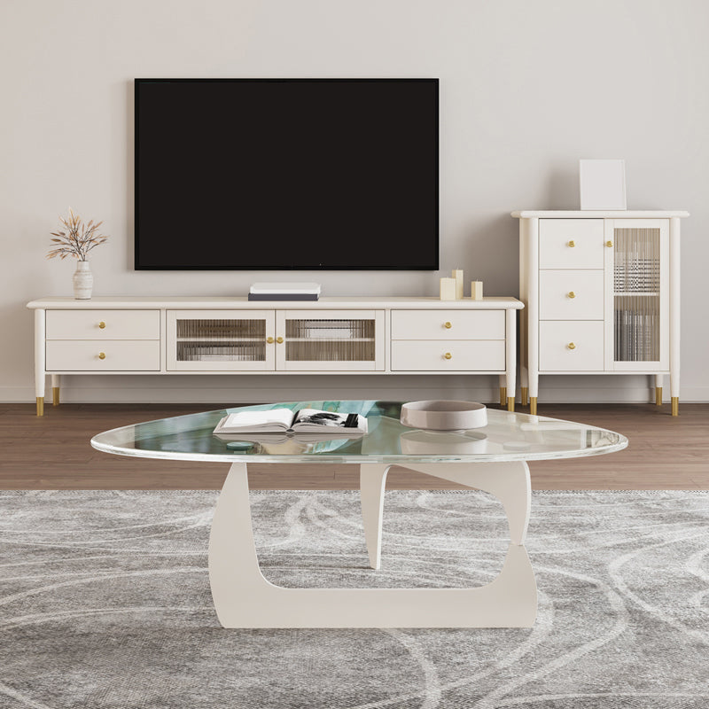 Supporto TV multimediale in legno massello Console multimediale scandinava con cassetti