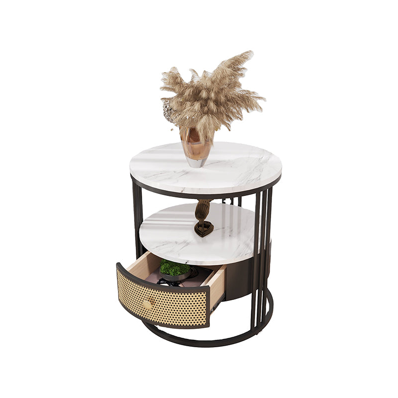 Modern Accent Table Nightstand Open Storage Nightstand with Drawer Clearhalo 'Bedroom Furniture' 'furn' 'furn_night_stand' 'Furniture' 'night_stand' 'Nightstands' 6664747