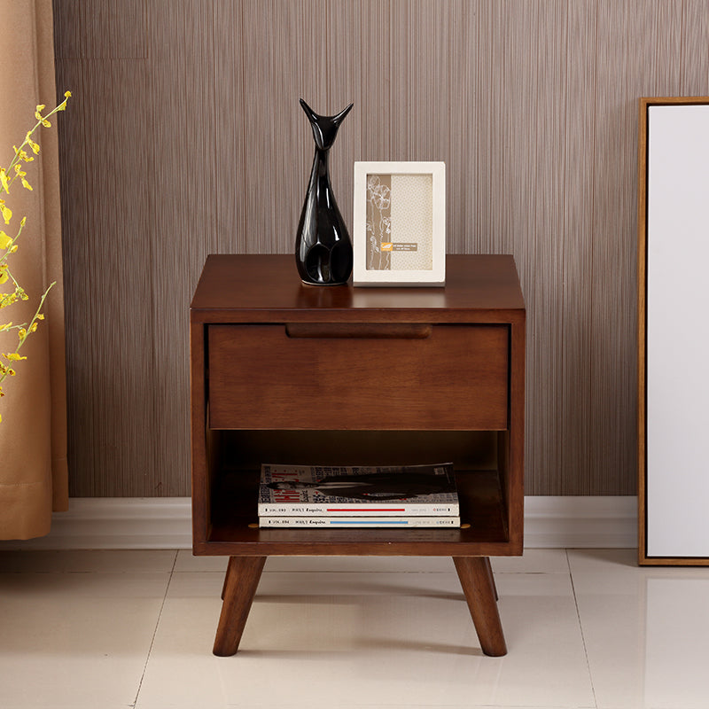 Modern Bedside Cabinet Solid Wood Bed Nightstand for Bedroom Nut-Brown 1 Piece 1 Clearhalo 'Bedroom Furniture' 'furn' 'furn_night_stand' 'Furniture' 'night_stand' 'Nightstands' 6664775