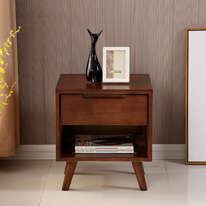 Modern Bedside Cabinet Solid Wood Bed Nightstand for Bedroom Nut-Brown 1 Piece 1 Clearhalo 'Bedroom Furniture' 'furn' 'furn_night_stand' 'Furniture' 'night_stand' 'Nightstands' 6664775