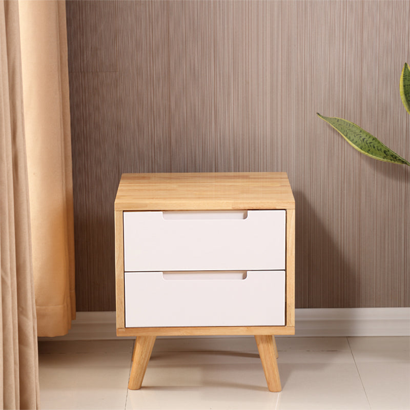 Modern Bedside Cabinet Solid Wood Bed Nightstand for Bedroom Natural Wood White 1 Piece 2 Clearhalo 'Bedroom Furniture' 'furn' 'furn_night_stand' 'Furniture' 'night_stand' 'Nightstands' 6664778
