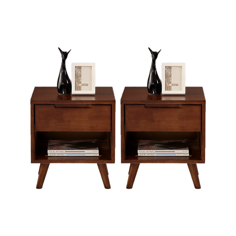 Modern Bedside Cabinet Solid Wood Bed Nightstand for Bedroom Nut-Brown 2 Piece Set 1 Clearhalo 'Bedroom Furniture' 'furn' 'furn_night_stand' 'Furniture' 'night_stand' 'Nightstands' 6664786