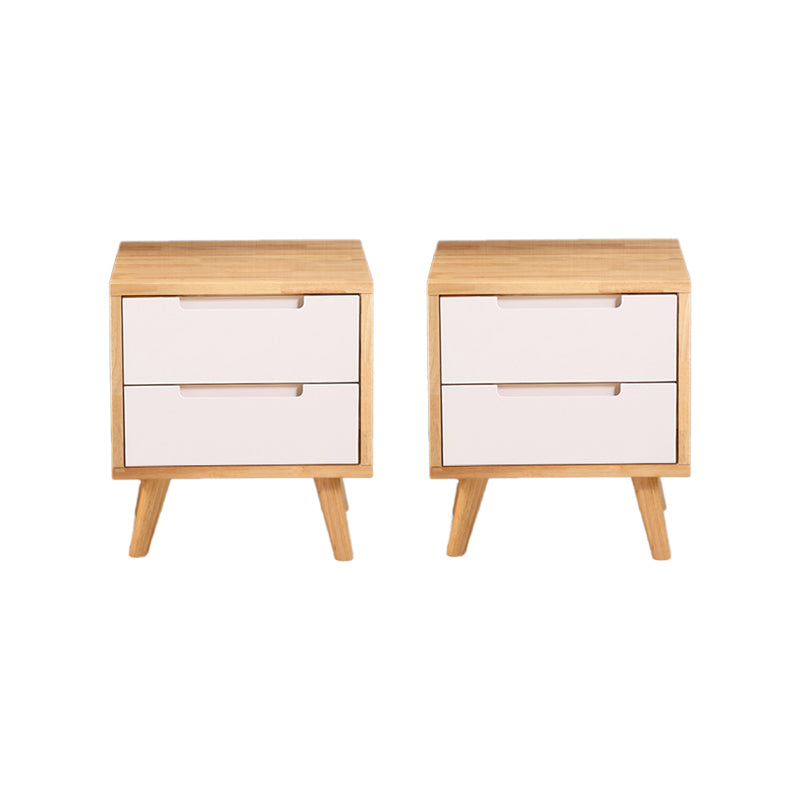 Modern Bedside Cabinet Solid Wood Bed Nightstand for Bedroom Natural Wood White 2 Piece Set 2 Clearhalo 'Bedroom Furniture' 'furn' 'furn_night_stand' 'Furniture' 'night_stand' 'Nightstands' 6664790