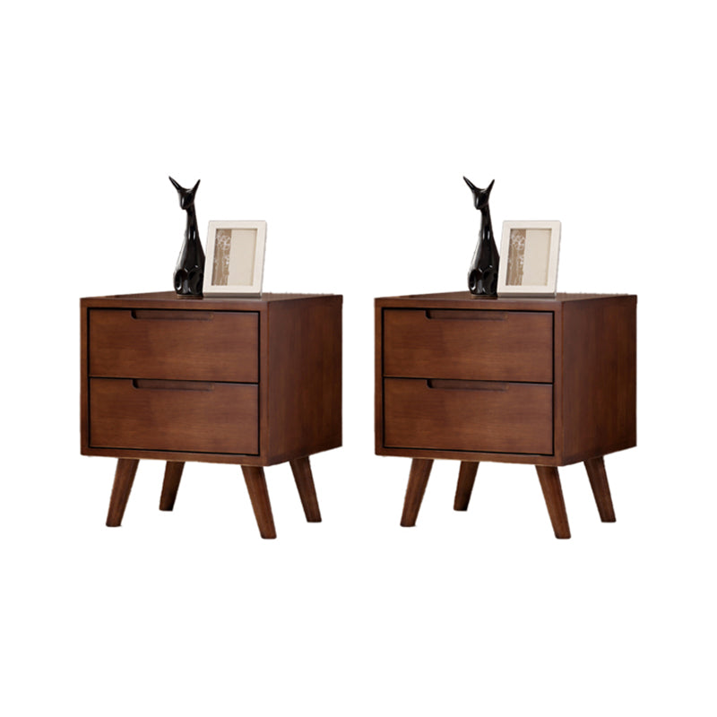 Modern Bedside Cabinet Solid Wood Bed Nightstand for Bedroom Nut-Brown 2 Piece Set 2 Clearhalo 'Bedroom Furniture' 'furn' 'furn_night_stand' 'Furniture' 'night_stand' 'Nightstands' 6664791