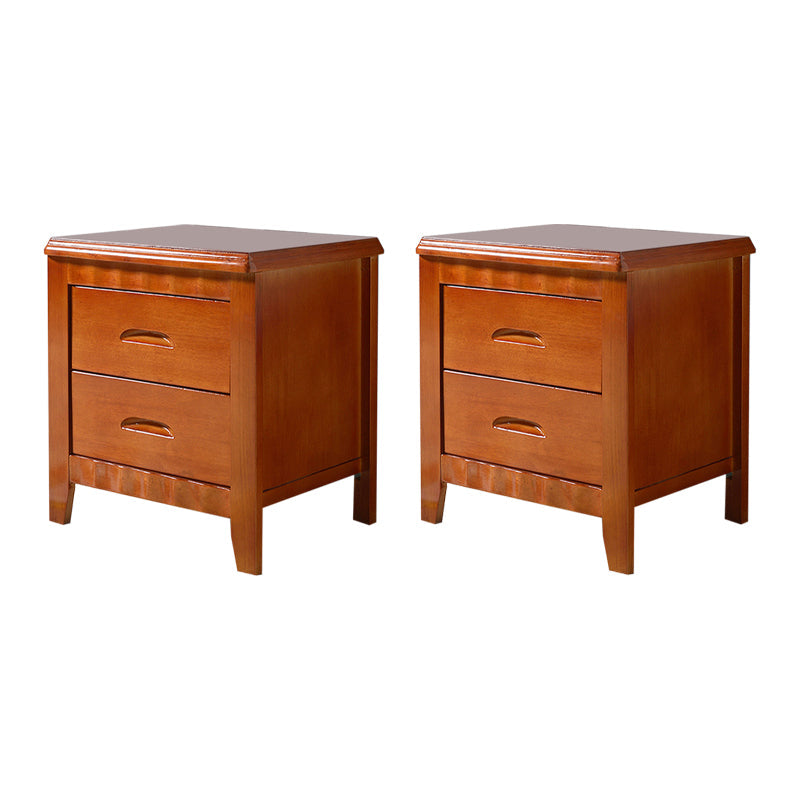 Modern Bed Nightstand Solid Wood Accent Table Nightstand with Drawers Cherry Wood 2 Piece Set Clearhalo 'Bedroom Furniture' 'furn' 'furn_night_stand' 'Furniture' 'night_stand' 'Nightstands' 6664798