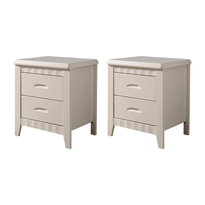 Modern Bed Nightstand Solid Wood Accent Table Nightstand with Drawers Ivory 2 Piece Set Clearhalo 'Bedroom Furniture' 'furn' 'furn_night_stand' 'Furniture' 'night_stand' 'Nightstands' 6664800