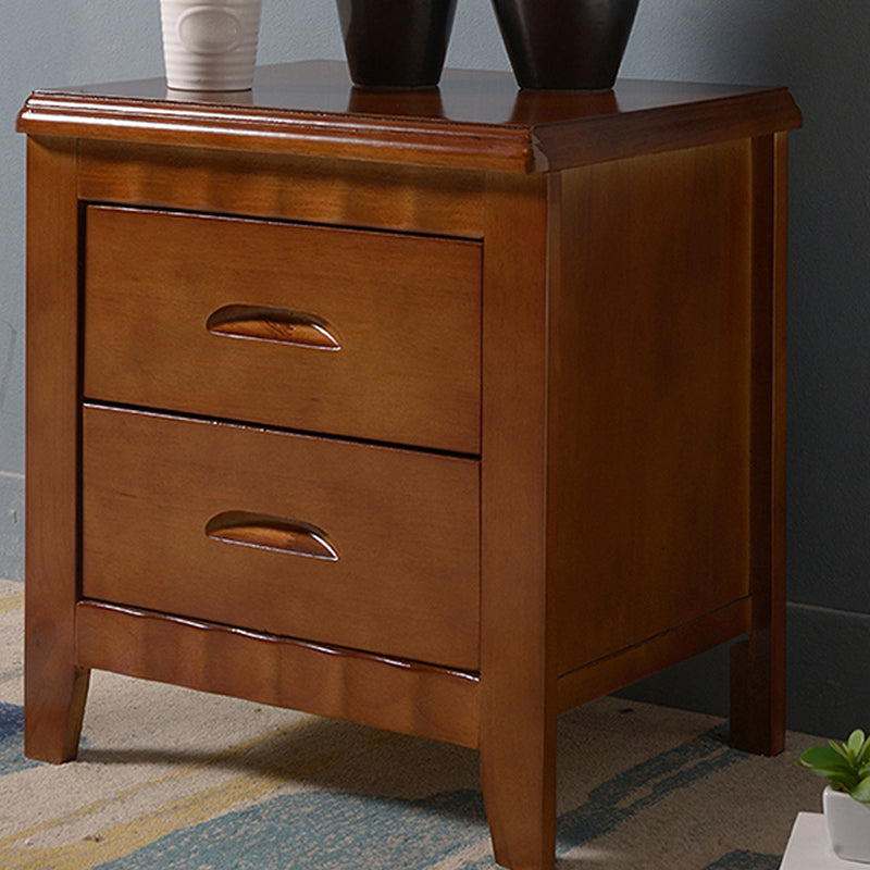 Modern Bed Nightstand Solid Wood Accent Table Nightstand with Drawers Nut-Brown 1 Piece Clearhalo 'Bedroom Furniture' 'furn' 'furn_night_stand' 'Furniture' 'night_stand' 'Nightstands' 6664801