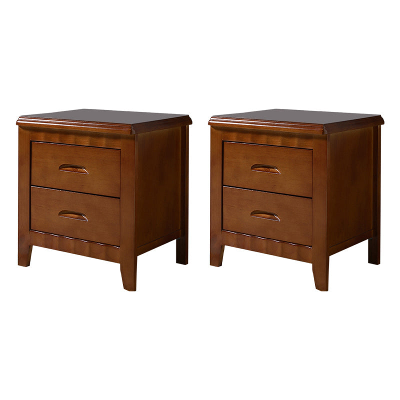 Modern Bed Nightstand Solid Wood Accent Table Nightstand with Drawers Nut-Brown 2 Piece Set Clearhalo 'Bedroom Furniture' 'furn' 'furn_night_stand' 'Furniture' 'night_stand' 'Nightstands' 6664802