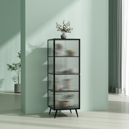 Modern Metal Curio Cabinet Glass Doors Storage Cabinet for Dining Room Black Clearhalo 'Display & China Cabinets' 'display_china_cabinets' 'furn' 'furn_display_china_cabinets' 'Furniture' 'Kitchen & Dining Furniture' 6664971