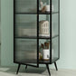 Modern Metal Curio Cabinet Glass Doors Storage Cabinet for Dining Room Clearhalo 'Display & China Cabinets' 'display_china_cabinets' 'furn' 'furn_display_china_cabinets' 'Furniture' 'Kitchen & Dining Furniture' 6664977