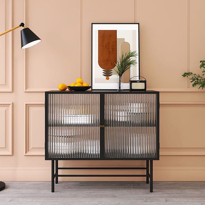 Modern Metal China Cabinet Glass Doors Storage Cabinet for Dining Room Clearhalo 'Display & China Cabinets' 'display_china_cabinets' 'furn' 'furn_display_china_cabinets' 'Furniture' 'Kitchen & Dining Furniture' 6665010