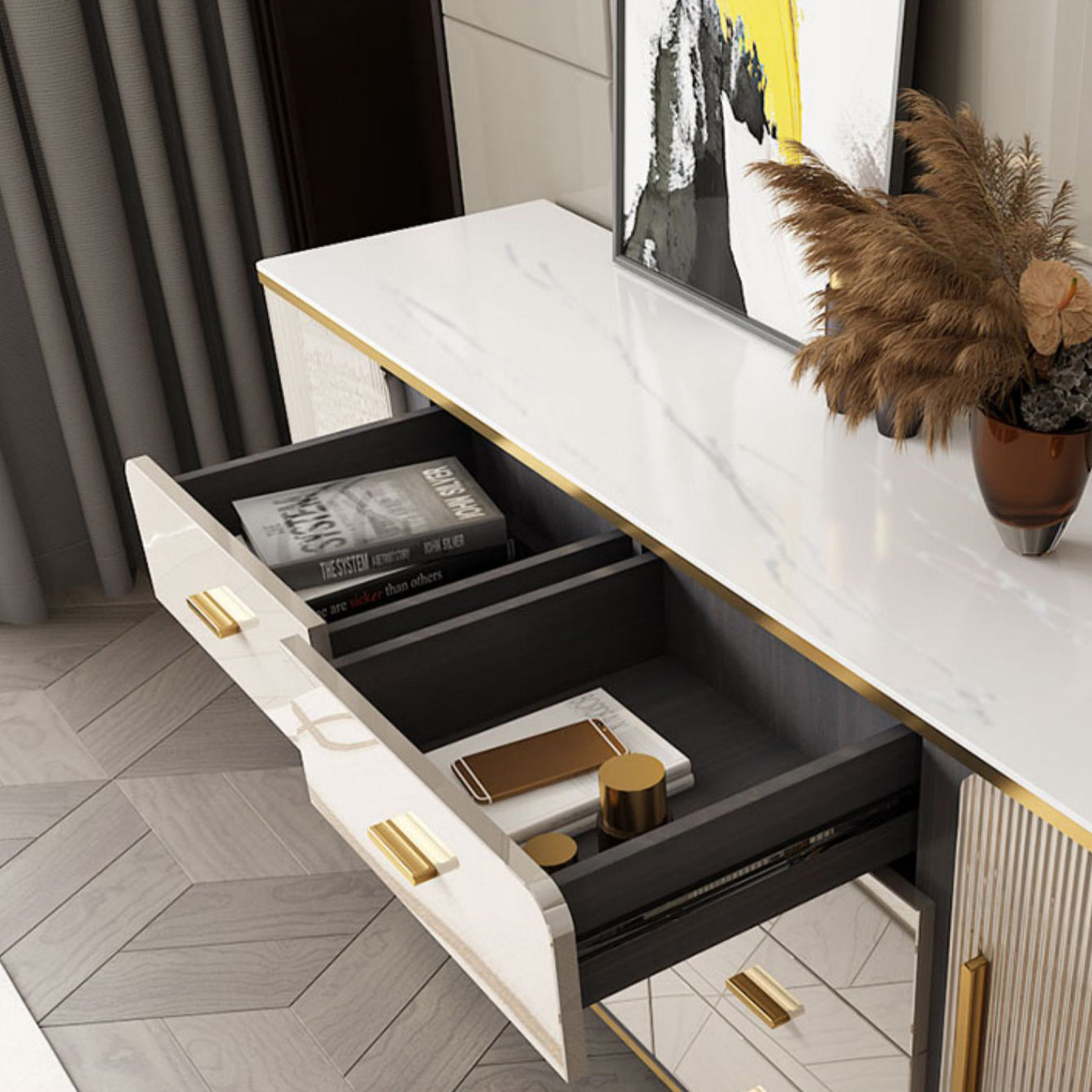 Glam Combo Dresser Wood Storage Chest Dresser with Metal Feet for Bedroom Clearhalo 'Bedroom Furniture' 'Dressers & Chests' 'dressers_chests' 'furn' 'furn_dressers_chests' 'Furniture' 6665052