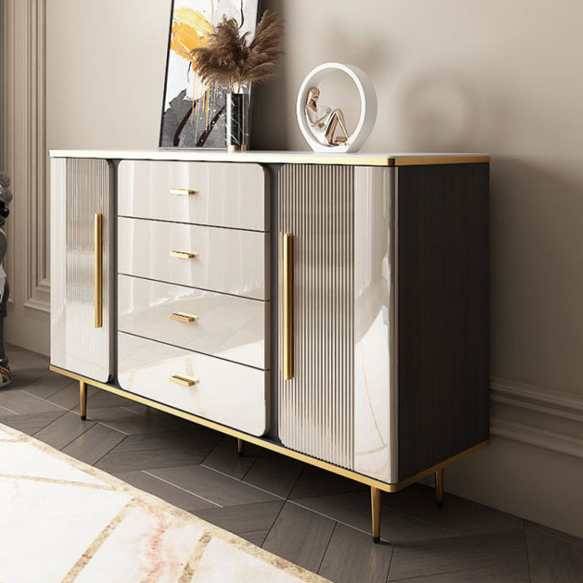 Glam Combo Dresser Wood Storage Chest Dresser with Metal Feet for Bedroom Clearhalo 'Bedroom Furniture' 'Dressers & Chests' 'dressers_chests' 'furn' 'furn_dressers_chests' 'Furniture' 6665059
