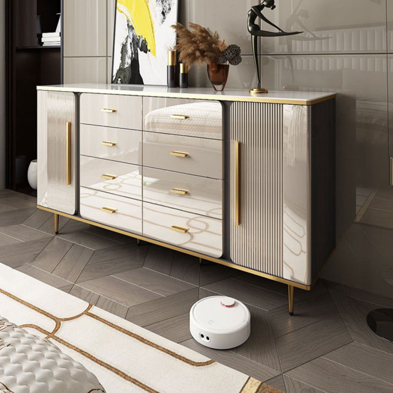 Glam Combo Dresser Wood Storage Chest Dresser with Metal Feet for Bedroom Clearhalo 'Bedroom Furniture' 'Dressers & Chests' 'dressers_chests' 'furn' 'furn_dressers_chests' 'Furniture' 6665060