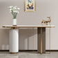 Glam 33.46" Tall Console Table Stone Oval Accent Table for Hall 55"L x 14"W x 33"H Clearhalo 'Console Tables' 'console_tables' 'Entry & Mudroom Furniture' 'furn' 'furn_console_tables' 'Furniture' 6665159