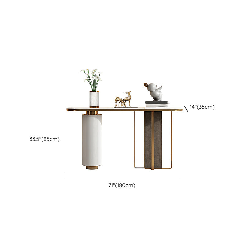 Glam 33.46" Tall Console Table Stone Oval Accent Table for Hall Clearhalo 'Console Tables' 'console_tables' 'Entry & Mudroom Furniture' 'furn' 'furn_console_tables' 'Furniture' 6665169