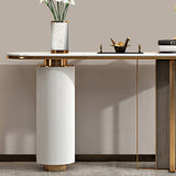 Mesa de consola oval de glamour de piedra de sofá de la consola blanca para el salón