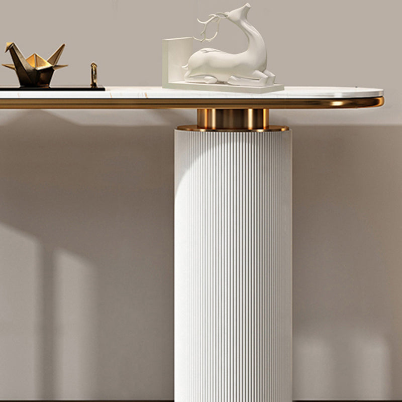 Mesa de consola oval de glamour de piedra de sofá de la consola blanca para el salón