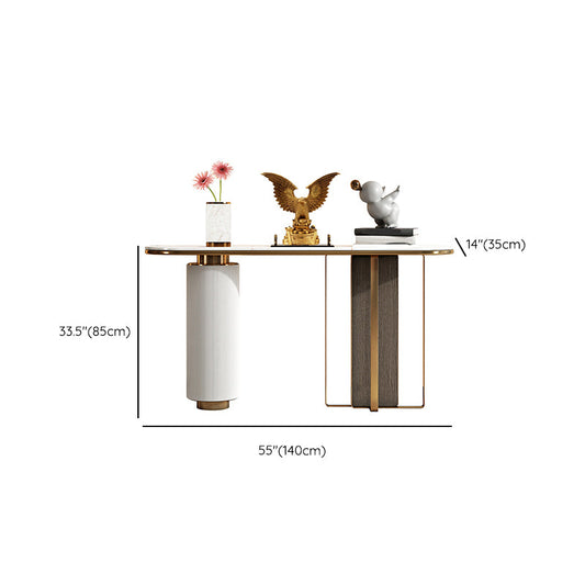 Mesa de consola oval de glamour de piedra de sofá de la consola blanca para el salón