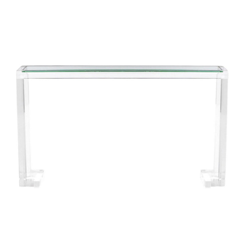 Tavolo di accento rettangolo acrilico moderno tavolo da console a 1 scaffale per sala