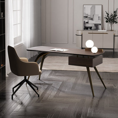 Desca per ufficio glam in legno 1 cassetto 23.62 "W di scrittura con base di ferro