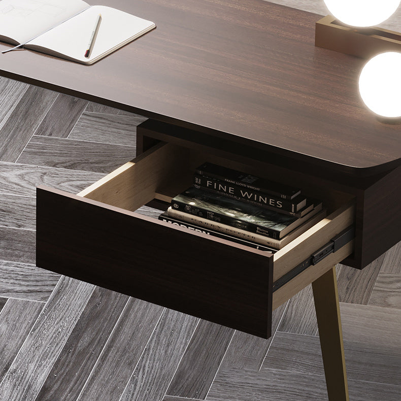 Desca per ufficio glam in legno 1 cassetto 23.62 "W di scrittura con base di ferro