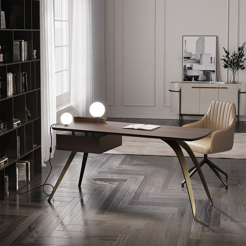 Desca per ufficio glam in legno 1 cassetto 23.62 "W di scrittura con base di ferro