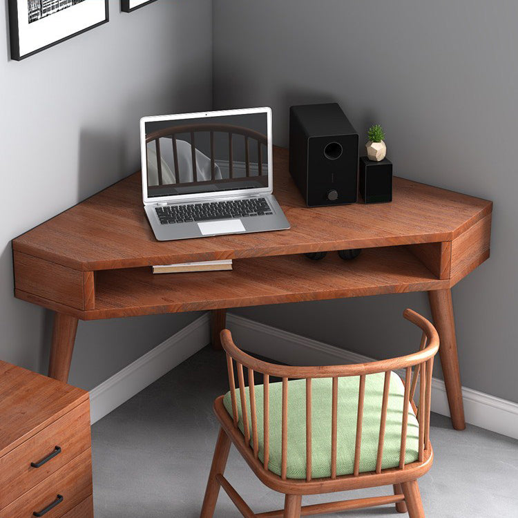 Contemporary Solid Wood Writing Desk Bedroom Office Desk in Brown with Legs 31.5"L x 31.5"W x 29.5"H Clearhalo 'furn' 'furn_office_desk' 'Furniture' 'Office Desks' 'Office Furniture' 'office_desk' 6665285