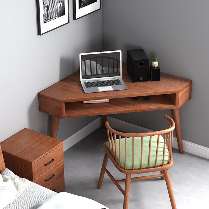 Contemporary Solid Wood Writing Desk Bedroom Office Desk in Brown with Legs Clearhalo 'furn' 'furn_office_desk' 'Furniture' 'Office Desks' 'Office Furniture' 'office_desk' 6665291