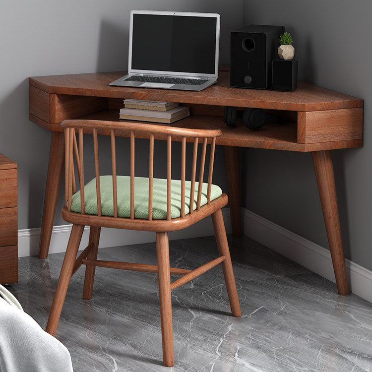Contemporary Solid Wood Writing Desk Bedroom Office Desk in Brown with Legs Clearhalo 'furn' 'furn_office_desk' 'Furniture' 'Office Desks' 'Office Furniture' 'office_desk' 6665292