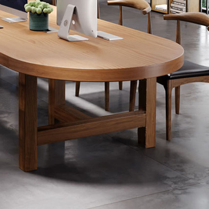 29.25 Inch H Solid Wood Office Desk Modern Oval Writing Desk Clearhalo 'furn' 'furn_office_desk' 'Furniture' 'Office Desks' 'Office Furniture' 'office_desk' 6665317