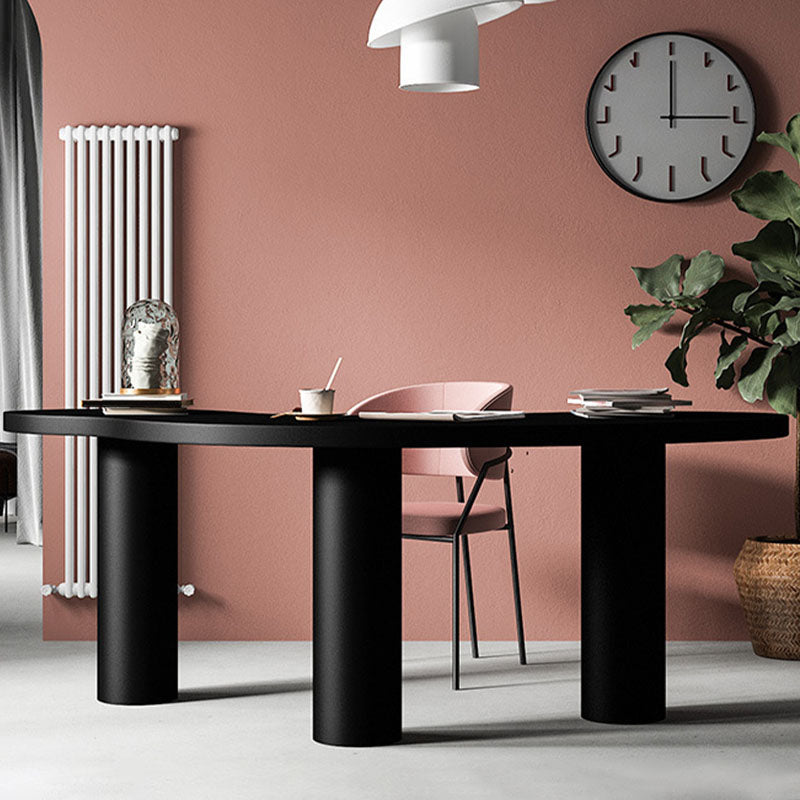 Bureau de bureau contemporain Bois massif 29,5 "Hauteur Bureau d'écriture en noir avec jambes