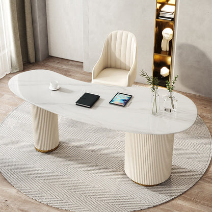 Bureau d'écriture en pierre contemporaine Bureau de bureau de chambre à coucher en blanc avec 3 tiroirs