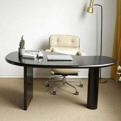 Bureau d'écriture industriel 29.5 "Hauteur de bureau en bois massif en noir avec jambes