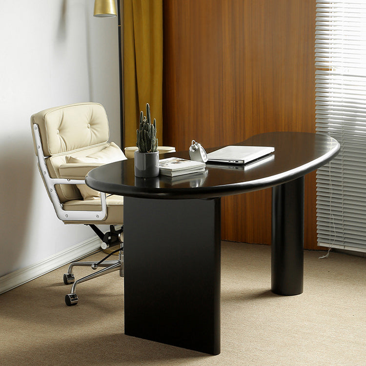 Bureau d'écriture industriel 29.5 "Hauteur de bureau en bois massif en noir avec jambes