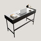 2 laden Office Desk Stone rechthoekig schrijfbureau met ijzeren benen