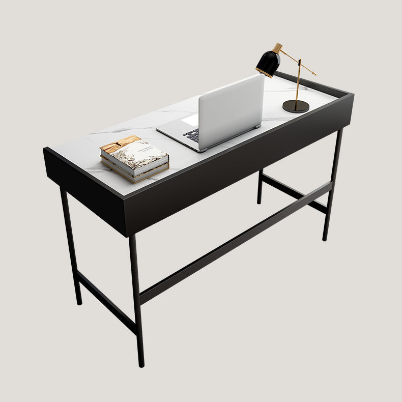 2 laden Office Desk Stone rechthoekig schrijfbureau met ijzeren benen