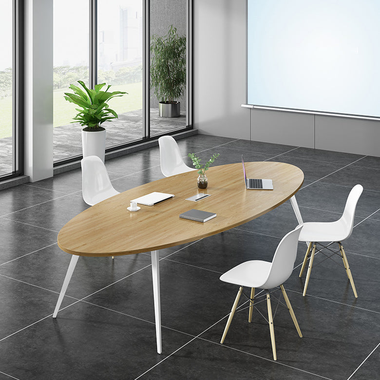 Wooden Oval Office Desk Parsons Base 29.53" Tall Writing Desk Clearhalo 'furn' 'furn_office_desk' 'Furniture' 'Office Desks' 'Office Furniture' 'office_desk' 6665375