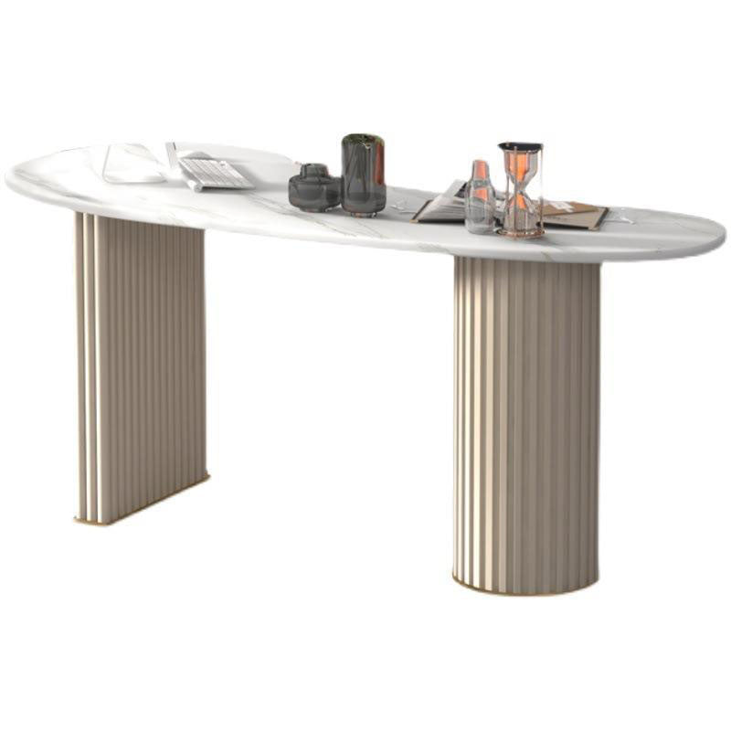 Zeitgenössischer Steinschreibtisch 29,53 Zoll großer weißer Büroschalter