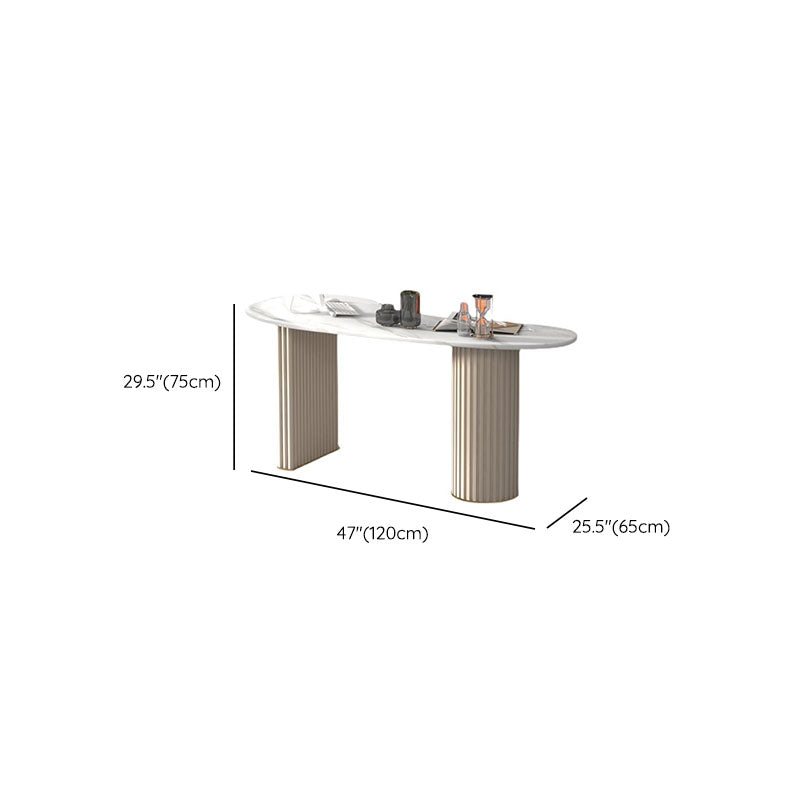 Zeitgenössischer Steinschreibtisch 29,53 Zoll großer weißer Büroschalter